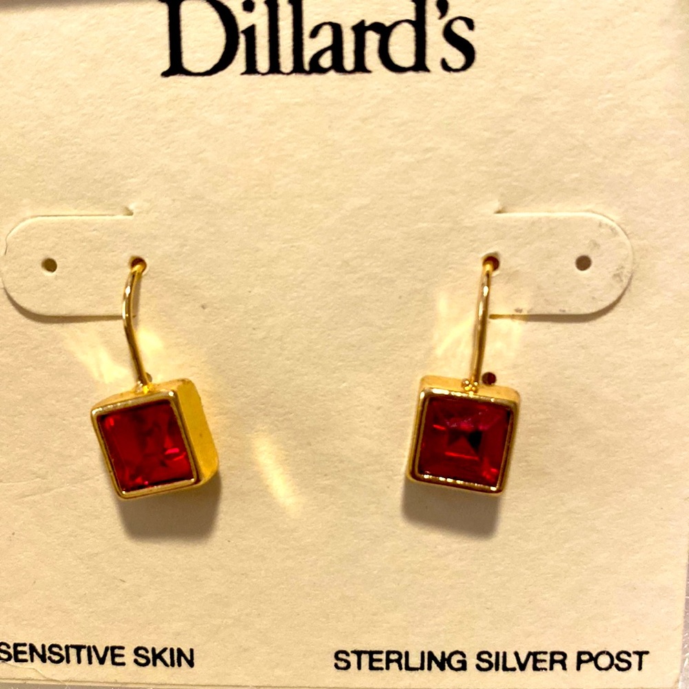 Red gemstone earrings for sensitive skin
